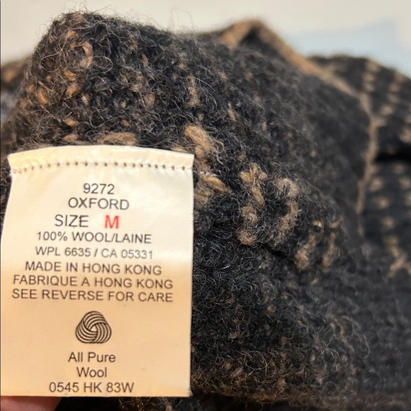 Vintage Pendleton charcoal grey and oatmeal Cardigan Sweater with floral trim - Picture 12 of 12